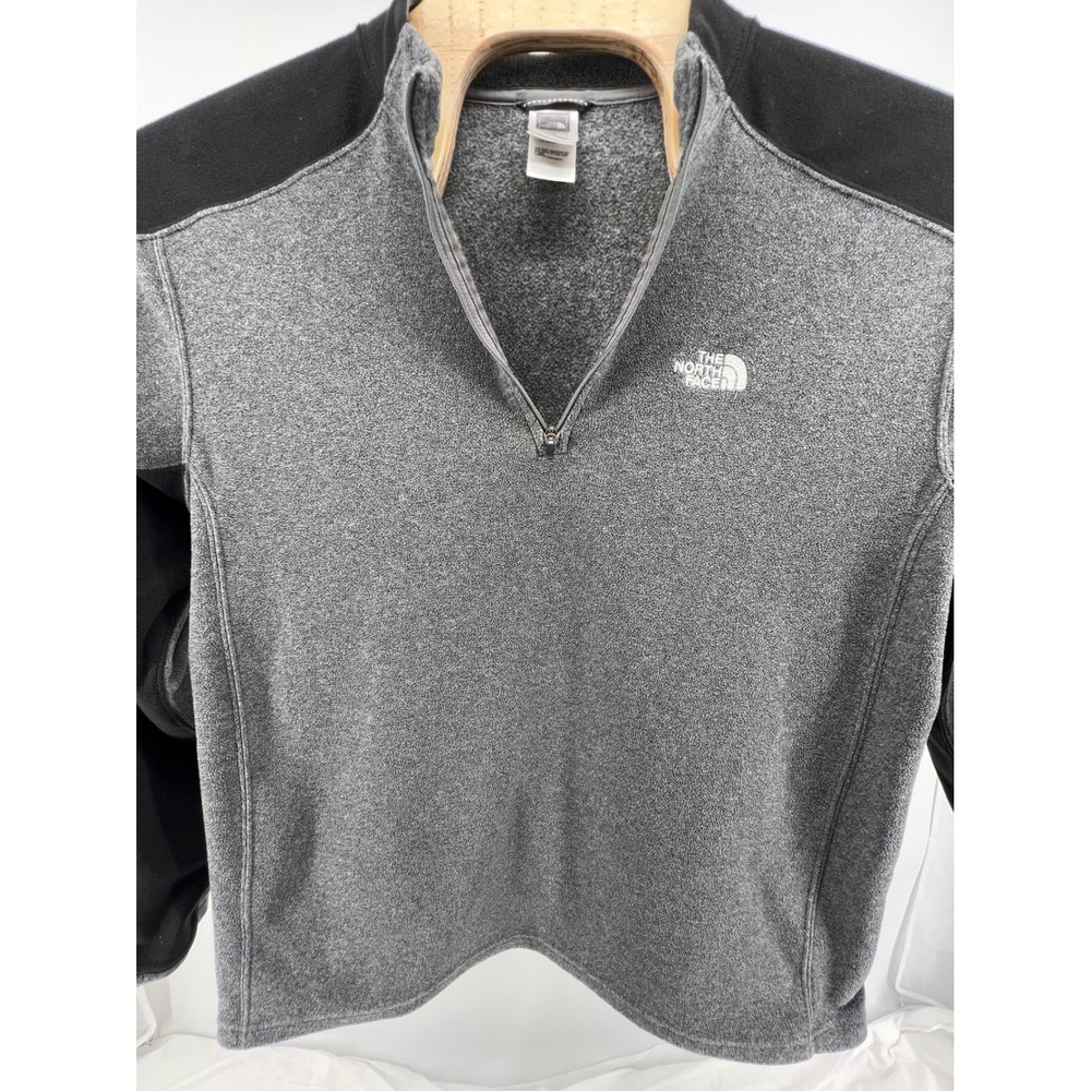The North Face TKA 100 Fleece Quarter Zip Jacket Grey Black Mens L G